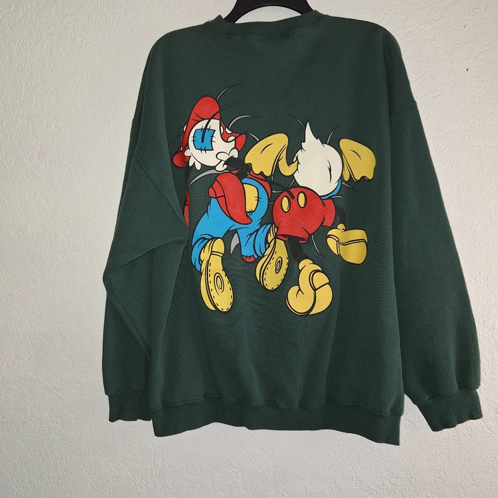 Mickey & Co 90s Mickey Mouse And Friends Green Pullover XL VINTAGE Made USA - Picture 2 of 6